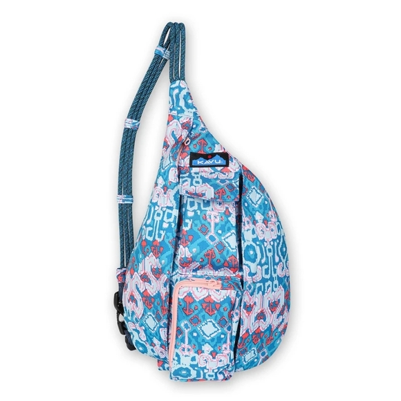 Kavu Handbags - Kavu Rope Sling bag Mini, in Aqua Montage